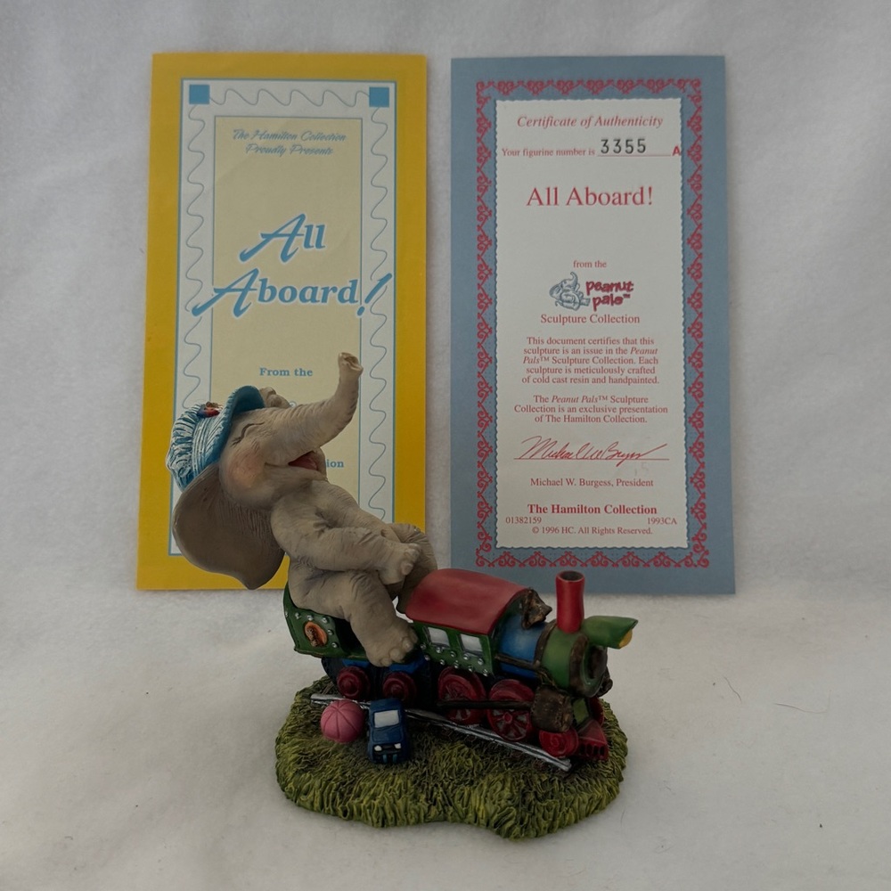 Peanut Pals by Tom Newsom Elephant Sculpture All Aboard 1996 Hamilton Collection